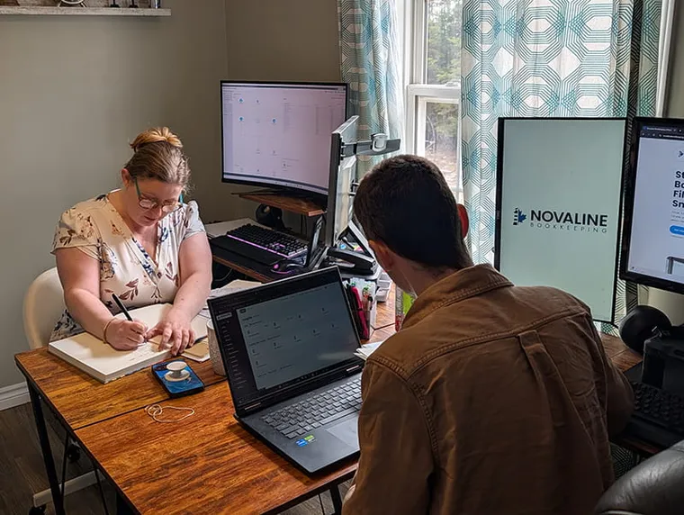 NovaLine Bookkeeping team member at their computer